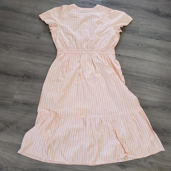 LOFT Dress Womens 2XL Striped Midi Summer Pockets Modal Casual Flowy Lightweight - Picture 1 of 11